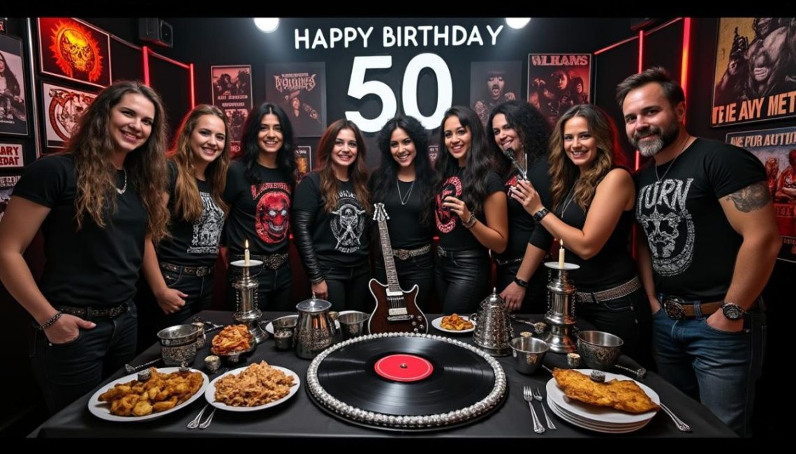 organisez un anniversaire 50 ans thème heavy metal: idées déco rock, noir/argent, table et gâteau, playlist, ambiance et diy simples pour une fête mémorable.