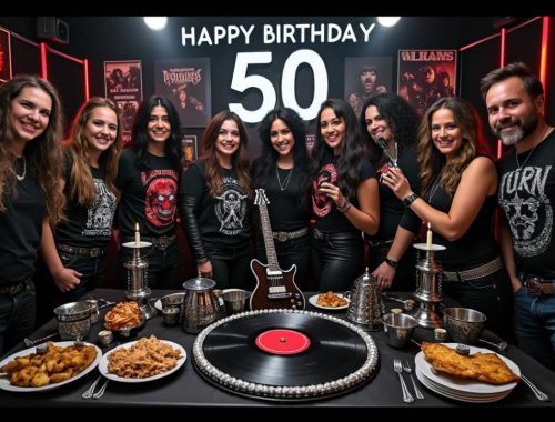 organisez un anniversaire 50 ans thème heavy metal: idées déco rock, noir/argent, table et gâteau, playlist, ambiance et diy simples pour une fête mémorable.