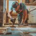 Pose de lames de parquet dans une cuisine lumineuse